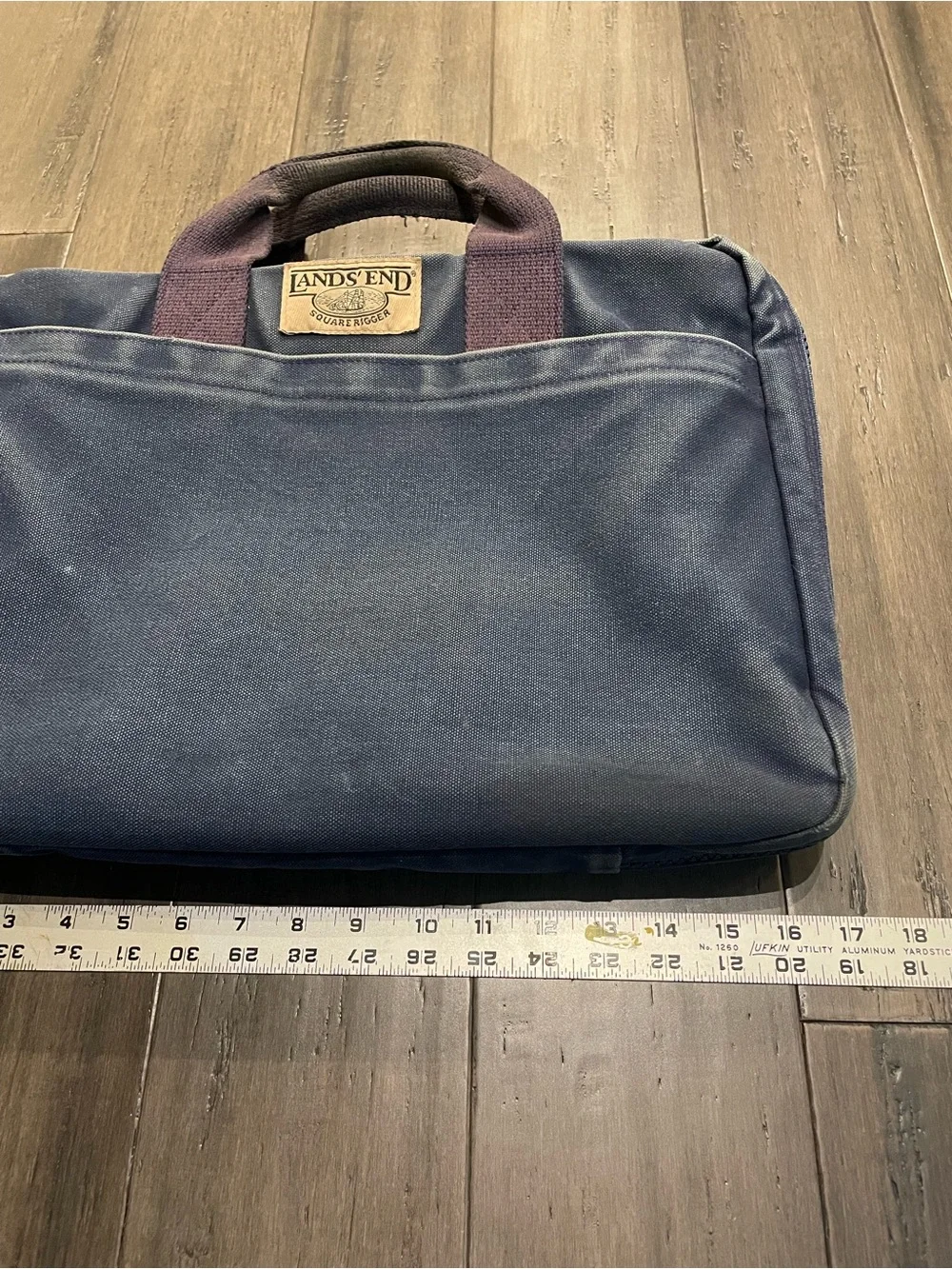Vintage Lands’ End Square Rigger Canvas Briefcase Laptop Bag Blue Work Tote
